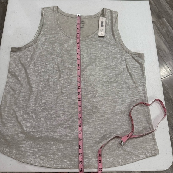 NWT Chico’s Ultimate Tee Tank Cotton Blend Slub Silver Foil Size 16 (Chico’s 3) - Picture 2 of 9